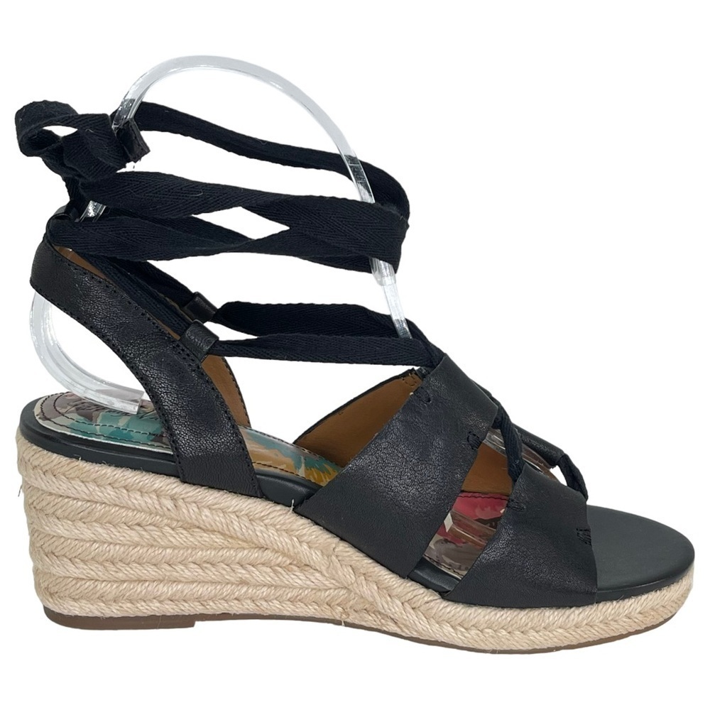 Patricia Nash Riva Black Leather Tie Up Womens Espadrille Sandals Size 7.5M - Picture 4 of 14